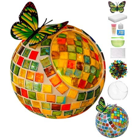 SOBEAU Kit de bougeoirs en mosaïque de Verre - Lampe de Bricolage en mosaïque pour Enfants - Éclairage de la Maison - Photophore