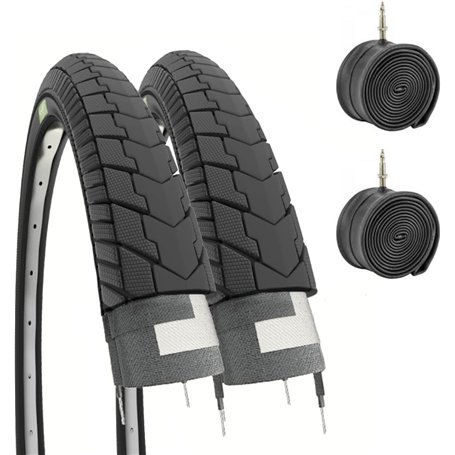 Ecovelò 2 pneus 26 x 1 3/8 (37-590) + Chambres à air Adulte Unisexe