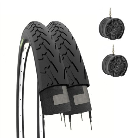 ECOVELO Pneus de Route 700 x 28 C + Chambres de vélo de Ville 28 x 1 5/8 x 1 1/8 2 Adulte Unisexe