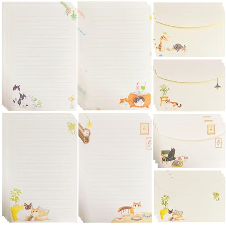 SamHeng 4 Ensemble de Papier à Lettres Ligné et Enveloppes