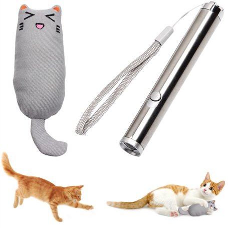 MOSNOW Jouet pour chat - 1 pointeur LED 2 en 1 et 1 jouet pour chat - Jouet interactif pour animal domestique - Outil d'entraîne