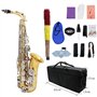 Btuty Saxophone alto en laiton brillant - gravure de Mi bémol, avec boutons en coquillage blancs naturels, étui, gants, chiffon 