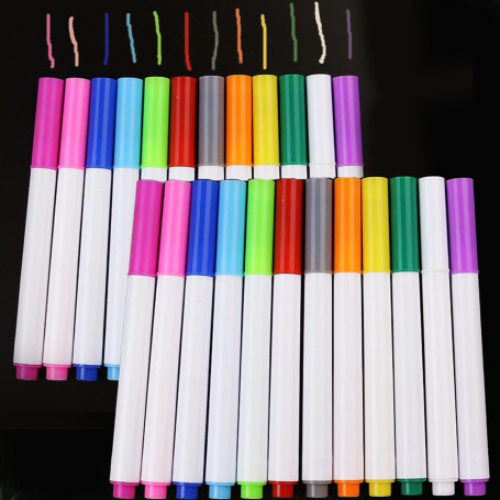 weigav Lot de 24 marqueurs de dessin liquide graffiti - 12 couleurs - Couleur craie - Utilisé pour le dessin portable des enfant