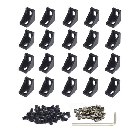 Iverntech Lot de 20 raccords de plaque de connexion avec 40 écrous en T M5 + 40 vis M5 + 1 clé pour profilé d'aluminium extrudé