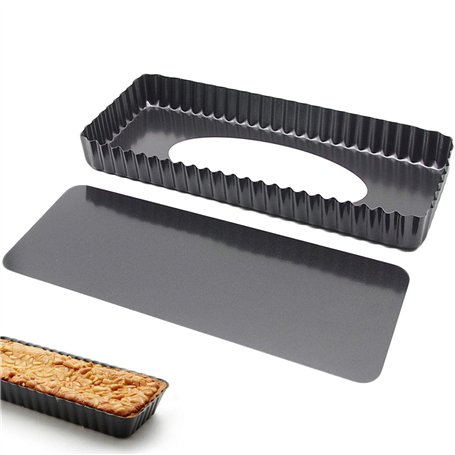 Moule à Tarte Rectangulaire Quiche Pan Rectangulaire Moule à Tarte en Acier au Carbone Avec Base Amovible Revêtement Antiadhésif