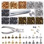 McNory Rivets en Cuir 480 Ensemble 3 Tailles Double Rivet Goujons Tubulaires en Métal avec 3 Pièces Outil de Fixation et Punch P