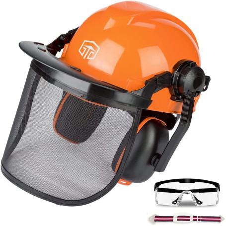 Casque de sécurité forestière industrielle - Système de protection auditive et faciale - Certifié CE EN397 - Casque professionne