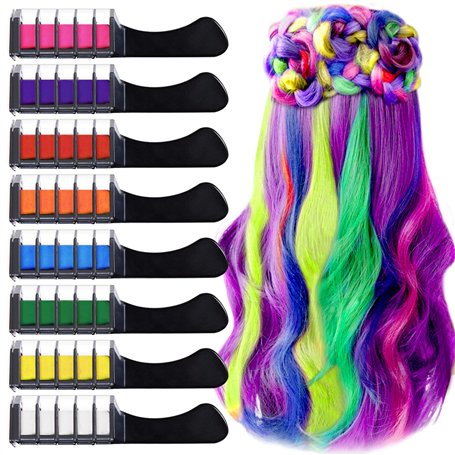 8Pcs Craie Pour Cheveux avec Couverture