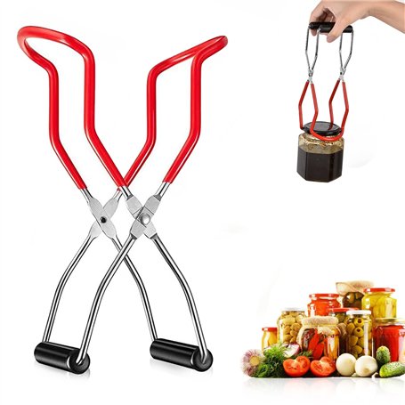 Yzwuyou Pince à Bocaux Anti-brûlure Verre Lève-bocal en Acier Inoxydable Rouge Antidérapant Pince de Levage de Bocal avec Poigné