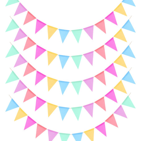 Lot de 5 Guirlandes de Fanions D'ExtéRieur en Lin Multicolores Triangulaires pour Halloween