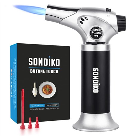 Sondiko Chalumeau de cuisine rechargeable avec serrure de sécurité
