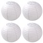 Lot de 4 lampions en papier blanc Ø 20 cm - Rond - En forme de boule - Style bambou - Abat-jour côtelé - Décoration pour fête
