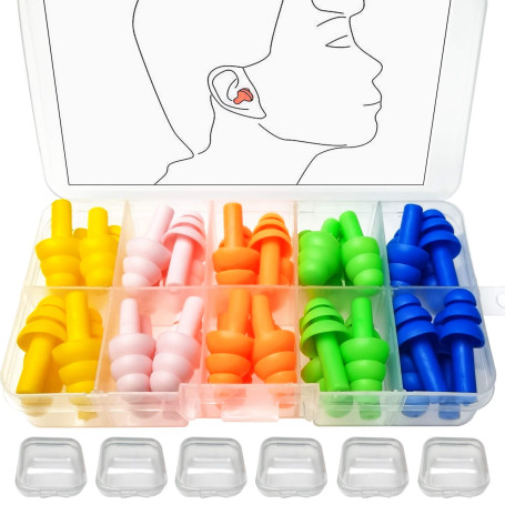 BITEFU 40pcs Boule Quies Silicone Souple Bouchons d'oreilles Anti Bruit avec Boîte Boule Quies Reutilisable pour Sommeil Protect