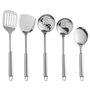 Sporgo Lot de 5 ustensiles de cuisine en acier inoxydable - Ustensiles de cuisine avec louche à soupe