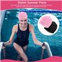 CAREDGO 2 Pièces Bonnets de Bain Élastique, Bonnet de Natation Femme Cheveux Long, Bonnet de Piscine en Tissu Polyester Extensib