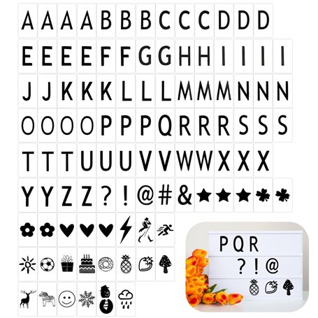 CAREDGO 104 PCS Lettres pour Caisson Lumineux A5 Lettres Noires Chiffres et Lettres Lumineuses Décoratives Chiffres et Lettres S