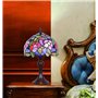 Tokira Tiffany Lampe de Table, Mini 8 Pouces Fleurs Abat-jour Style Ferme, Verre Multicolore Retro Petite Veilleuse Salon Chambr