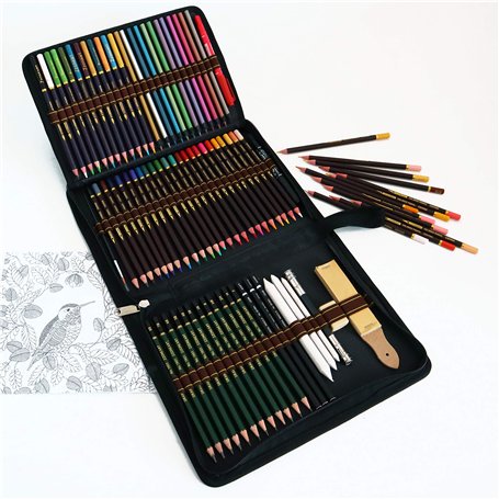 72 Crayons de Couleurs et Crayons de Dessin avec Accessoires