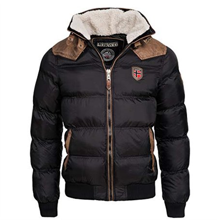 Geographical Norway Abramovitch Men - Manteau Chaud Fourrure Automne Hiver - Veste Chaude Homme Blouson Manches Longues Coupe Ve