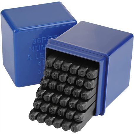 Coffret de 36pcs 6mm Poinçons à Frapper Chiffres et Lettres en Acier au Carbone pour Metal