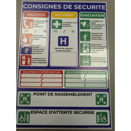 Panneau d'Instructions de Sécurité