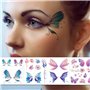 Rosymormor 18 Feuilles Tatouages Ephemere Paillettes pour Femmes Filles, Papillon Fleurs Visage Corps Brillant Faux Temporaire T