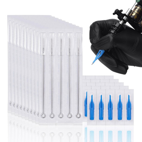 ATOMUS 100pcs Disposable Mixed Tattoo Needles 100pcs Assorted Sterilized Tattoo Needles Tips 10pcs of each-3rl 5rl 7rl 7rl 3rs 5