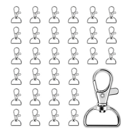 30 Pièces Fermoirs Mousquetons Pivotants