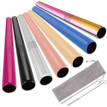 UNOLIGA 12mm Pailles en Inox Réutilisables extra larges