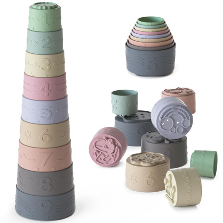 Lot de 9 Jouet Tasses Empilable pour bébé 12 18 Mois