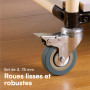 H&S Roulettes pour Meubles - 4x Roulette Charge Lourde Exterieur Max 200kg Meuble Placard Table - Roue Chariot avec Frein Pivota