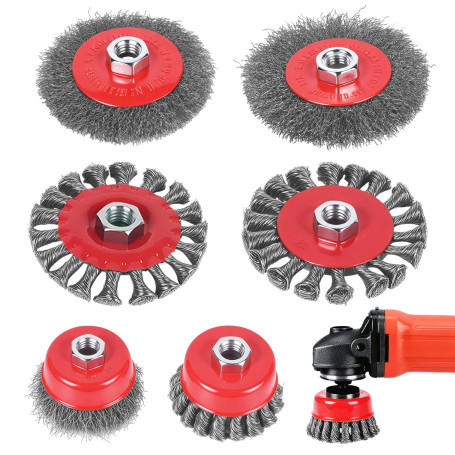 6 Pièces Brosse Métallique pour Perceuse Meuleuse D'angle