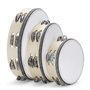 Flexzion Lot de 2 tambourins à main en bois – 20,3 + 15,2 cm avec grelot en métal à double rangée (bois) – Tambourin à percussio