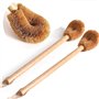 Brosse WC(2 pièces) Brosse de Toilette Tête de Brosse en Coco Naturel Bois de Caoutchouc Poignée Longe en Coton