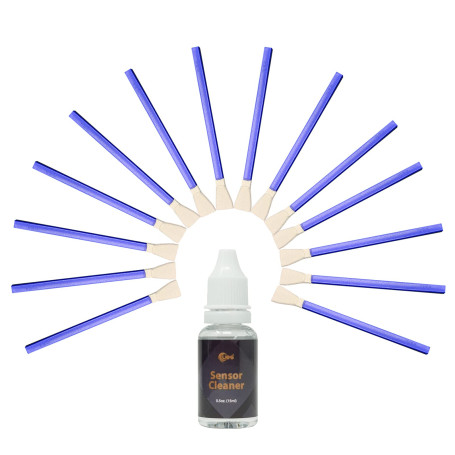 UES M43 Micro Four Thirds 4/3 (MFT) Lot de 14 tampons de Nettoyage pour capteur et 15 ML de Liquide nettoyant pour appareils Pho