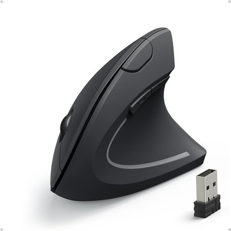 Anker Souris optique ergonomique verticale sans fil pour Windows et Mac OS (USB 800/1200/1600 DPI) 5 boutons 2.4G