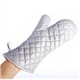Voarge Gants en coton avec revêtement argenté - Résistants à la chaleur - Pour le four, la maison, la boulangerie, le four et le