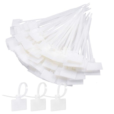 Fodlon Attache Cable Electrique 200Pcs Cable Management avec Etiquette Serre Cable Plastique Blanc Etiquette Cable Ties Cable Po