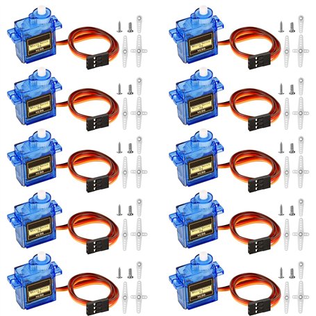 Queta 10Pcs SG90 Micro Servo Moteur pour RC Voiture Robot Hélicoptère Avion télécommande