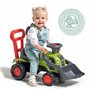 FALK - Porteur Tracteur Claas - Barre d'aide à la Marche - Dès 12 Mois - Pelle Frontale - 90% de Plastique recyclé - Fabriqué en