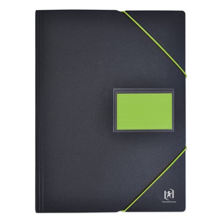 OXFORD Protège-Documents Students A4 200 vues / 100 Pochettes Couverture Polypro Bicolore Noir/Vert
