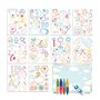 DJECO Kit Créatif Coloriage & Collage 100 Formes - Enfants 3 à 6 Ans - Contient 6 Décors, 10 Planches de Formes à Colorier, 4 Cr