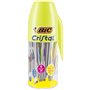 Pot de 20 stylos bille BIC Cristal Original et BIC Cristal Fun pointes moyenne et large couleurs assorties