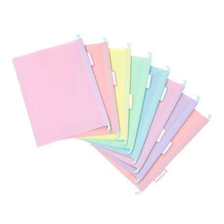 Viquel - Lot de 8 dossiers suspendus en plastique RAINBOW PASTEL - Coloris pastels - Plastique résistant - Onglet d'identificati