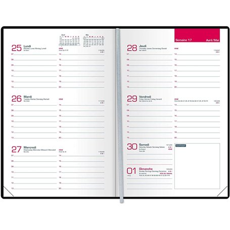 Oxford - Recharge Pour Agenda Semainier de Poche - Dimension 10 x 15 cm - Août 2025 à Août 2026 - Reliure Cousue - Pas de Couver