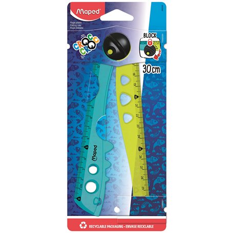 Maped - Règle Pliable Croc Croc - Utilisable Ouverte ou Fermée - Verrou pour Fixer la Règle ouverte - Forme Crocodile - Idéal po