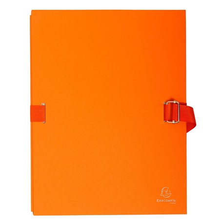 Exacompta - Réf. 223245E - Carton de 10 chemises à dos extensible en papier toilé couleur - fermeture par sangle - avec rabat en