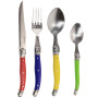 LAGUIOLE - Ménagère Multicolore, 24 Couverts - 6 Couteaux de Table + 6 Fourchettes + 6 Cuillères à Soupe + 6 Cuillères à Café - 