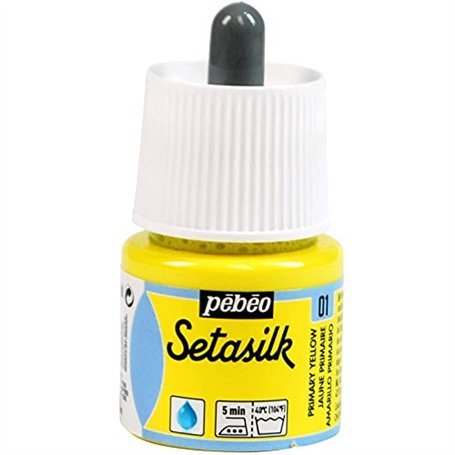 PEBEO – Flacon Setasilk Jaune 45 ml - Peinture sur soie - Flacon Bouchon Pipette de 45 ml – Couleur Jaune Primaire