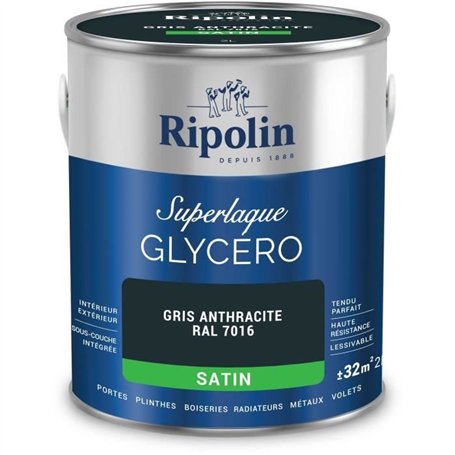 Laque glycéro gris anthracite RAL 7016 satin - RIPOLIN - 2 L